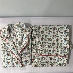 Roller Rabbit Christmas Monkey Long Sleeve Polo Pajamas XS